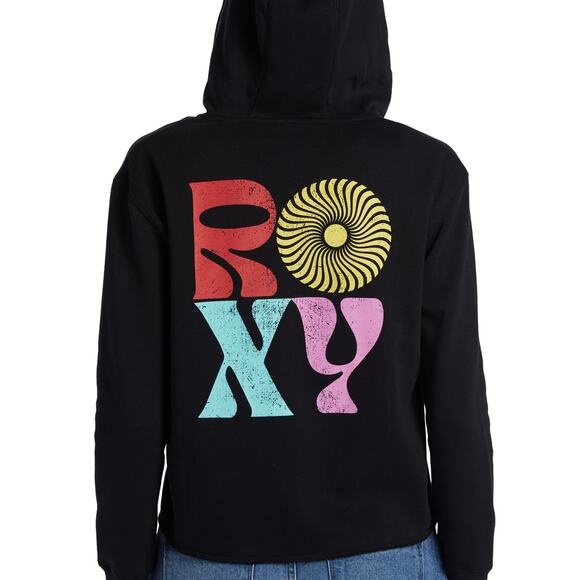 Roxy Juniors' Endless Sunshine Zip-up Hooded Sweatshirt - Anthracite MED NWT - Picture 2 of 4